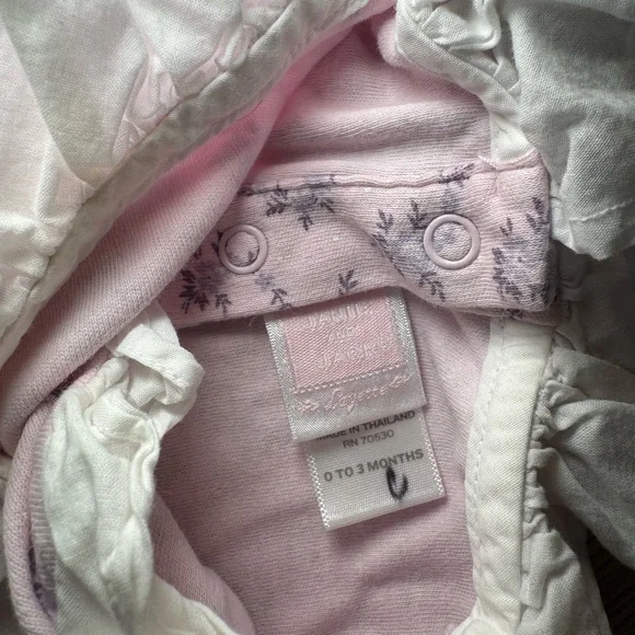 Janie and Jack Baby Girl One Piece Outfit Ruffles Pink Purple 0-3M - Picture 3 of 4